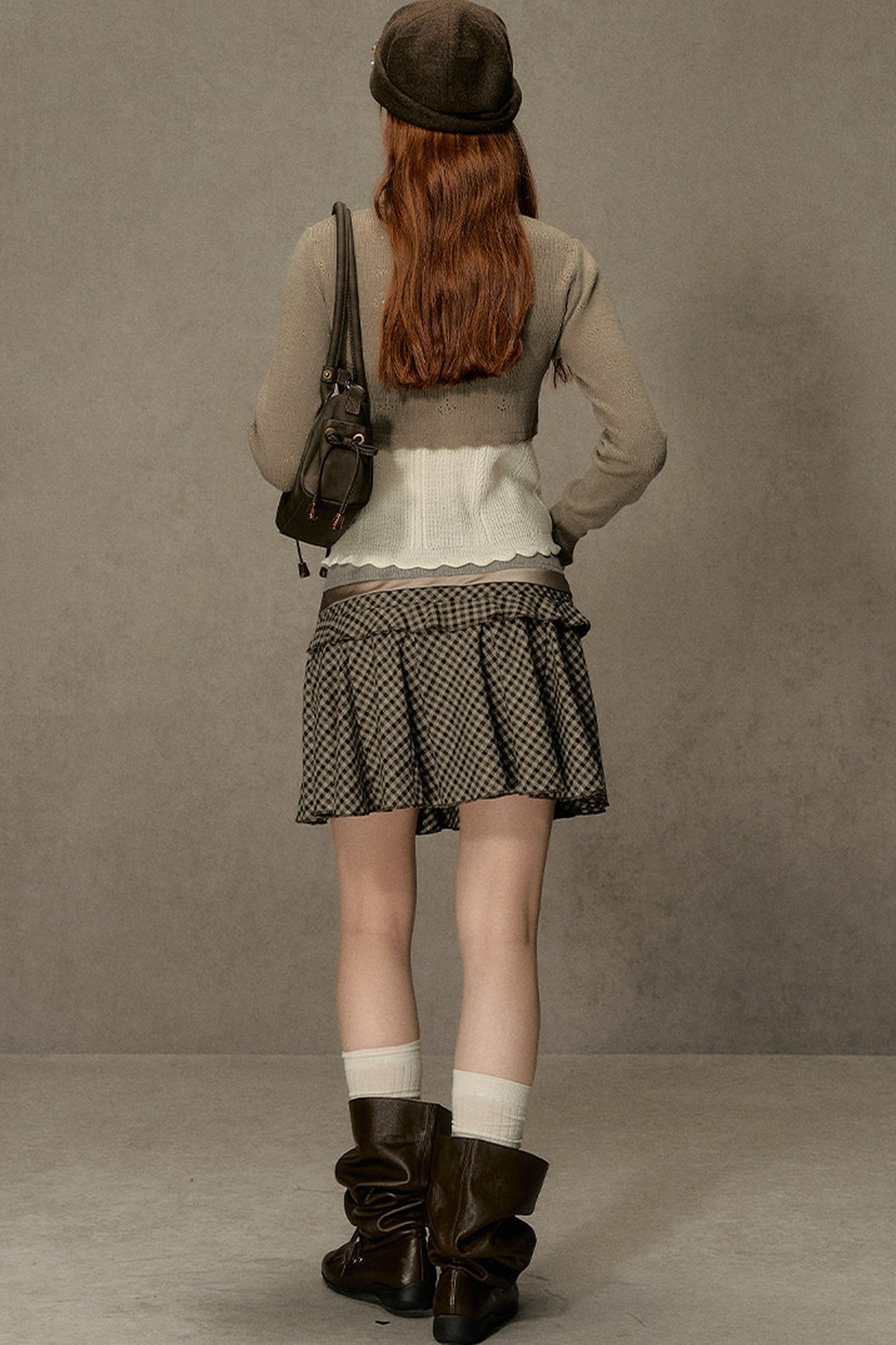 Short V-Neck Knit Cardigan