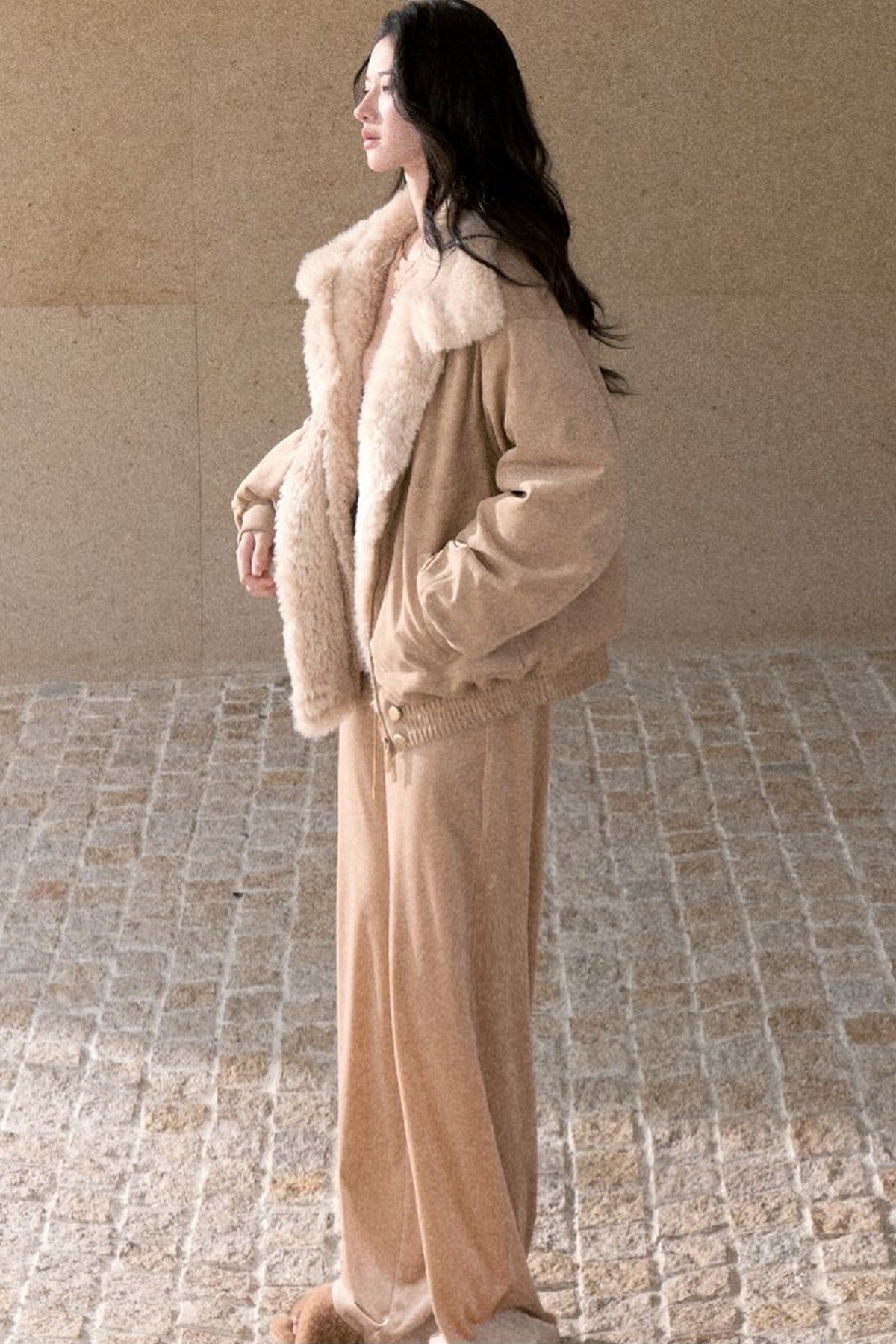 Matte Suede 95% White Duck Down Jacket