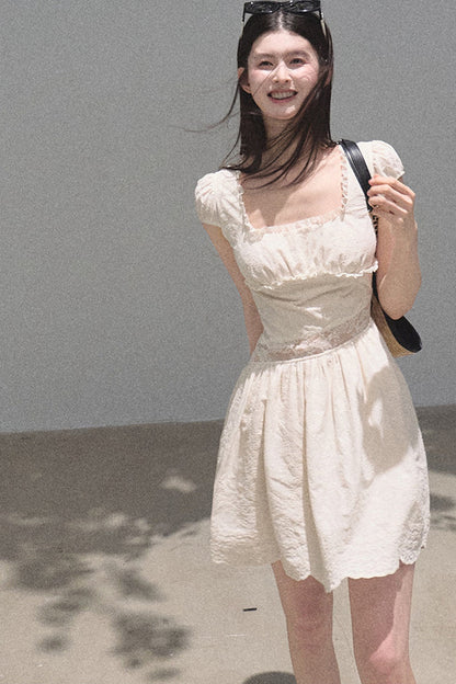 Lyocell Lace Waist-Cinching Dress