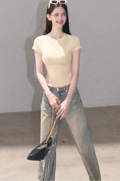 Retro Gradient Cotton Jeans