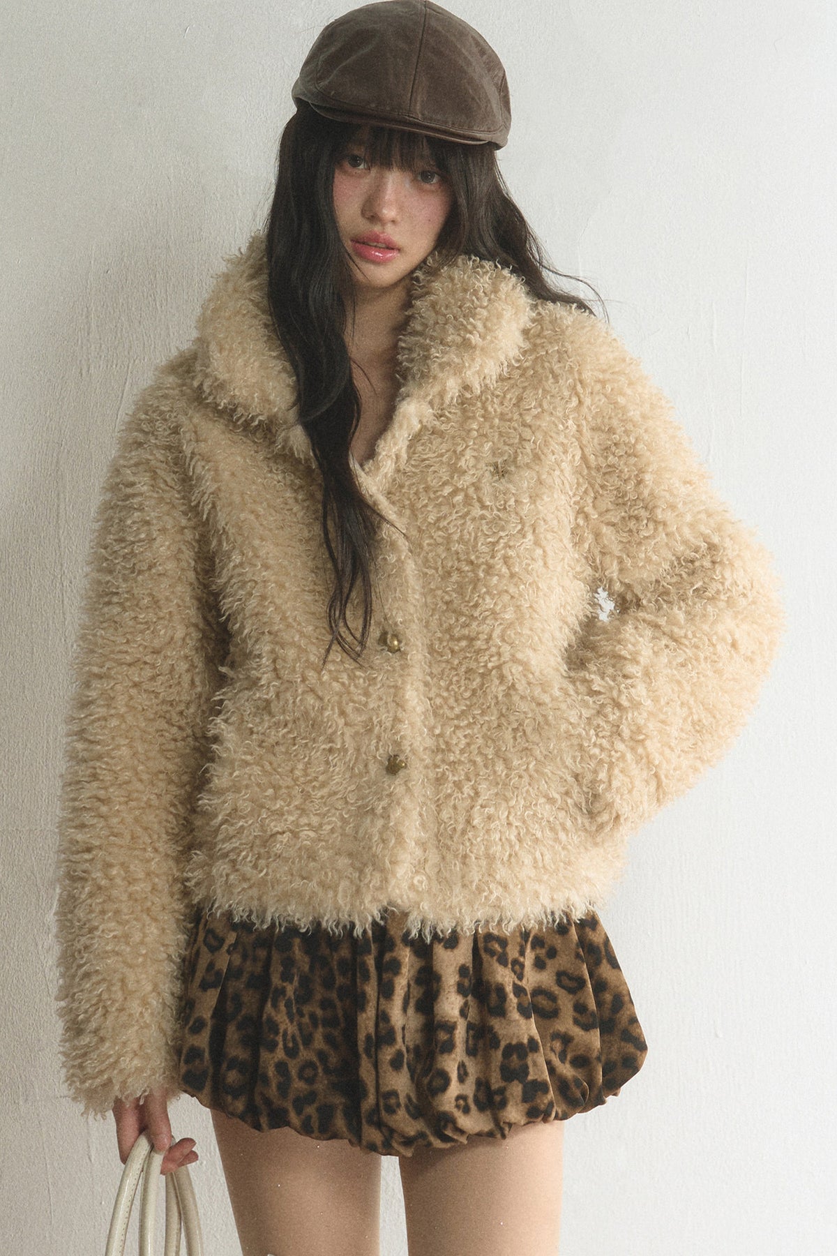 Short Plush Lamb Wool Top and Coat Set-Up