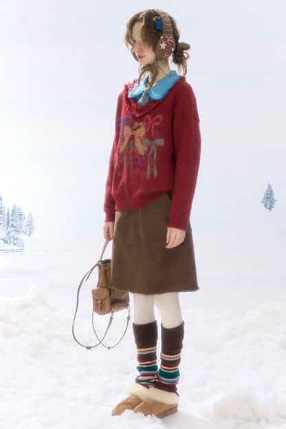 Brown Corduroy Mid-Length Skirt