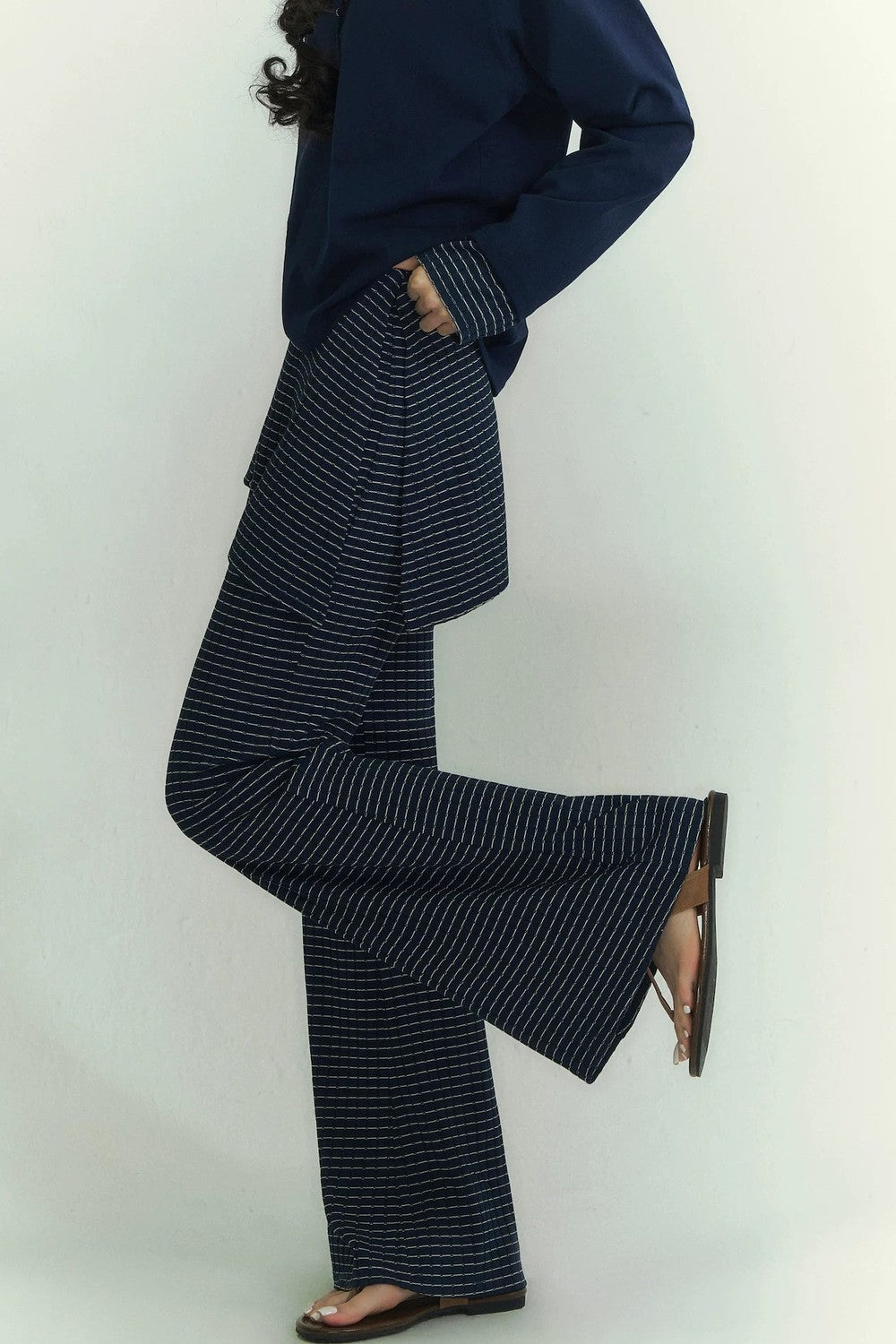 Striped Knit Micro-Flare Pants Set-Up