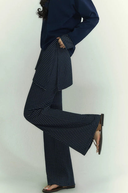 Striped Knit Micro-Flare Pants Set-Up
