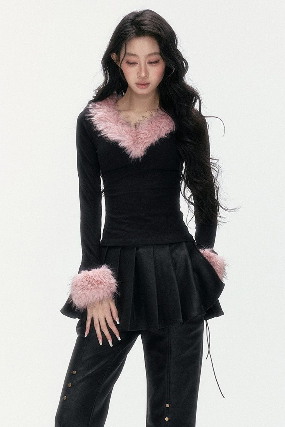 Flared Pants With Detachable Skirt