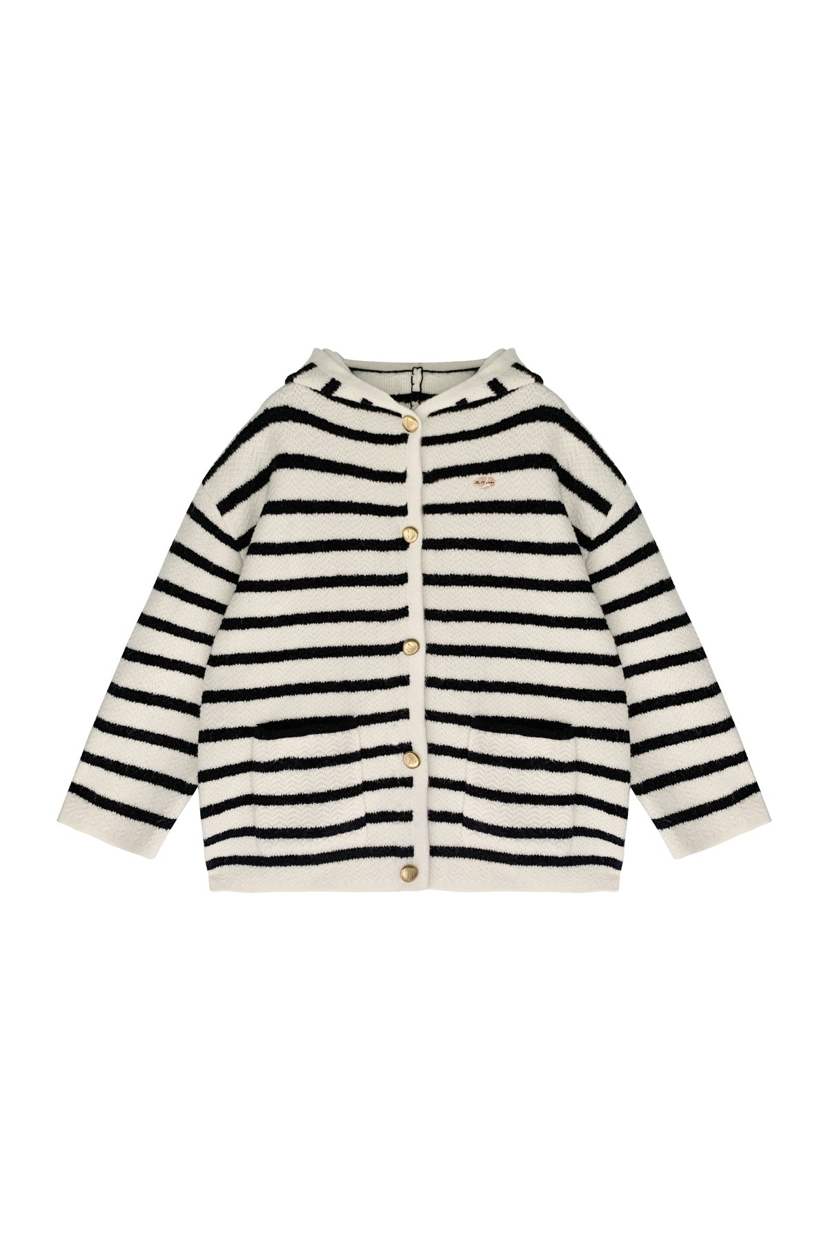 Hooded Striped Knit Cardigan
