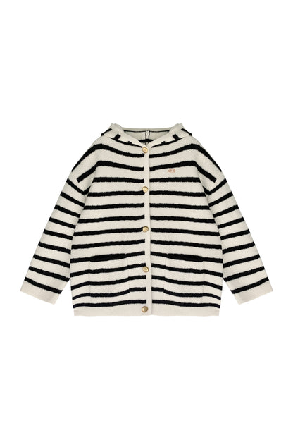 Hooded Striped Knit Cardigan