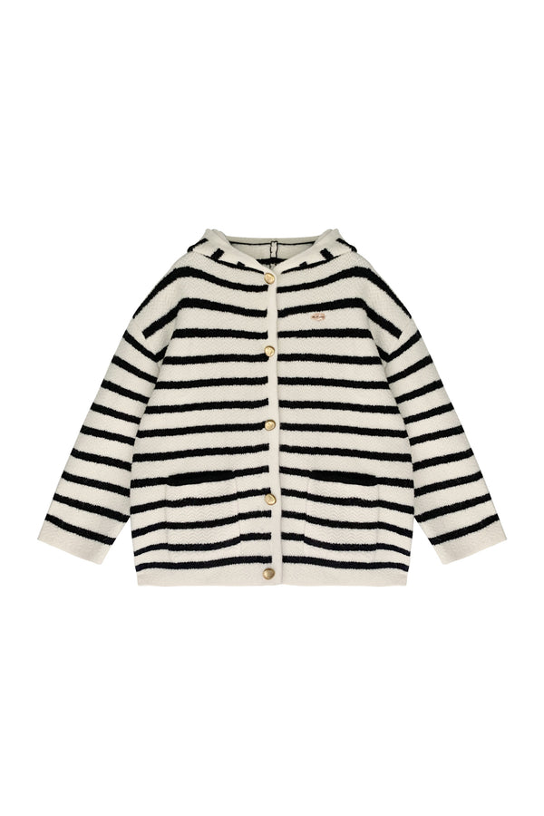 Hooded Striped Knit Cardigan