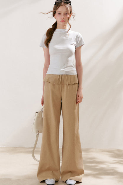 Lyocell Cotton Pleated Wide-Leg Pants