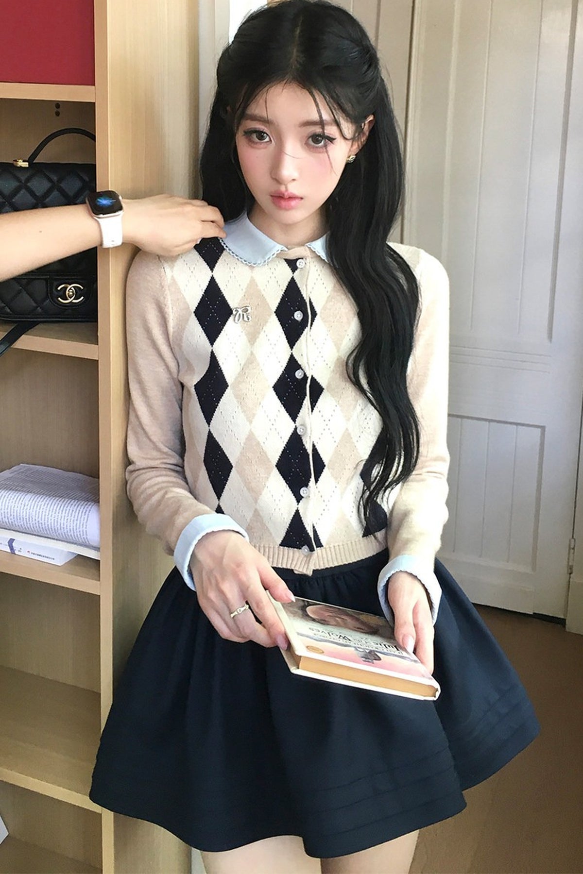 Collar Diamond Cardigan