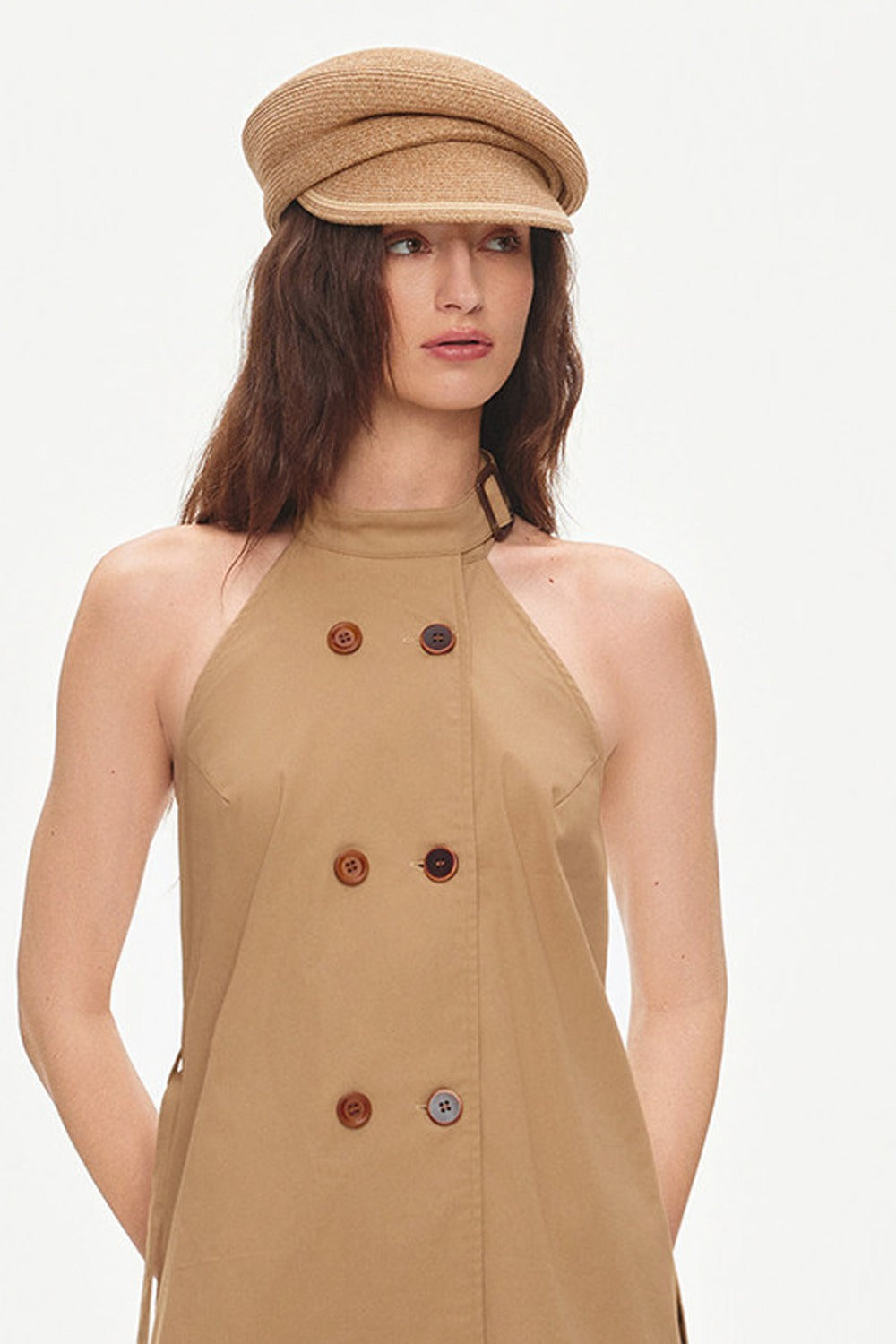 Double-Breasted Halter Backless Top