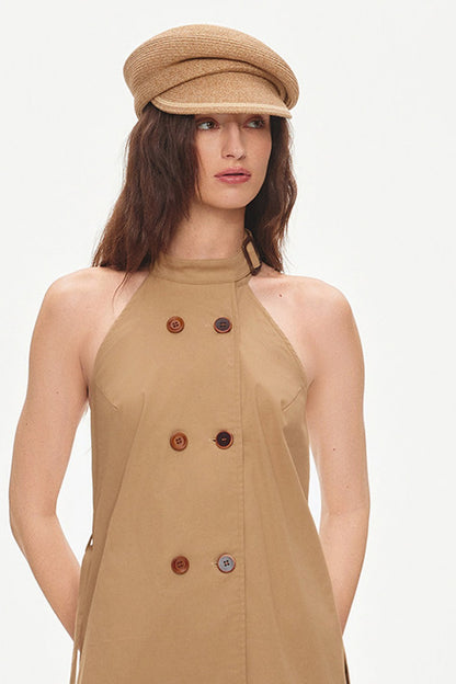 Double-Breasted Halter Backless Top
