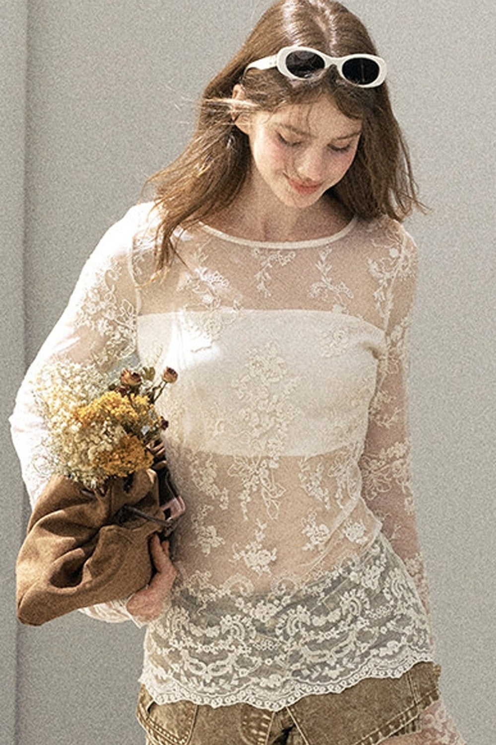 Camicia olandese in pizzo effetto formaggio