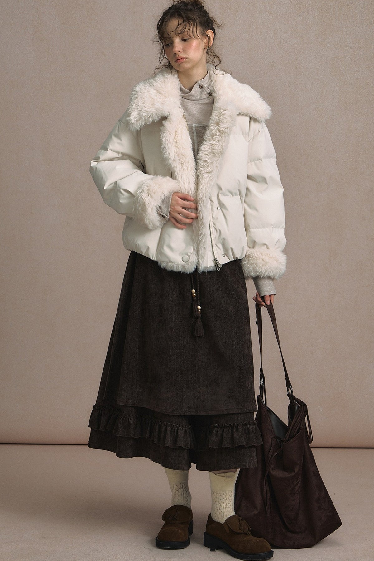 Short Fur Collar Down Jacket