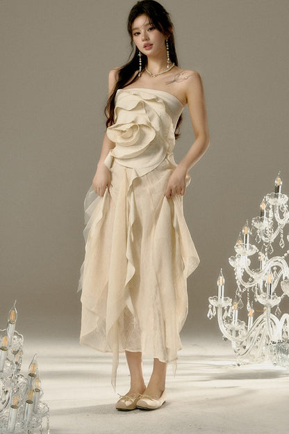 Drapey A-Line Midi Skirt