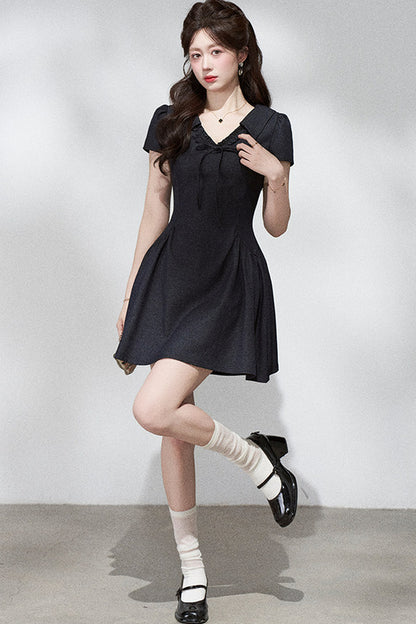 French Collar Bow Dress