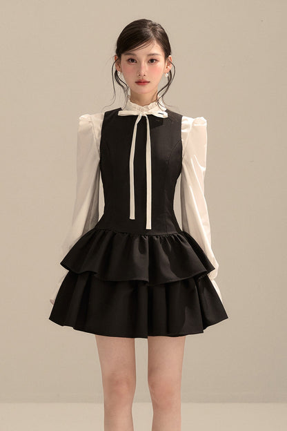 Black Sleeveless Puffy Tank Dress
