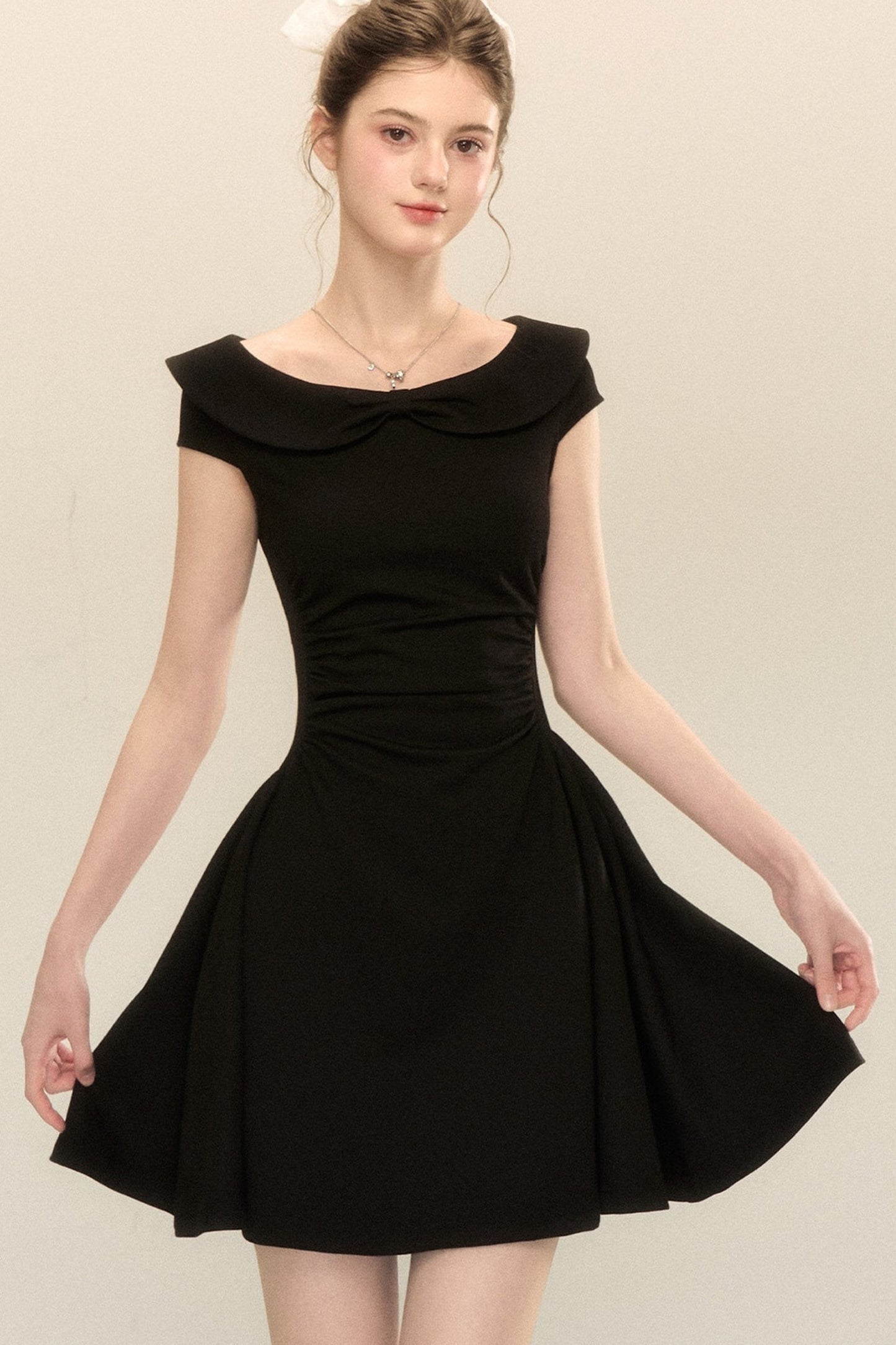Air Layer Doll Collar Pleated Puffy Dress
