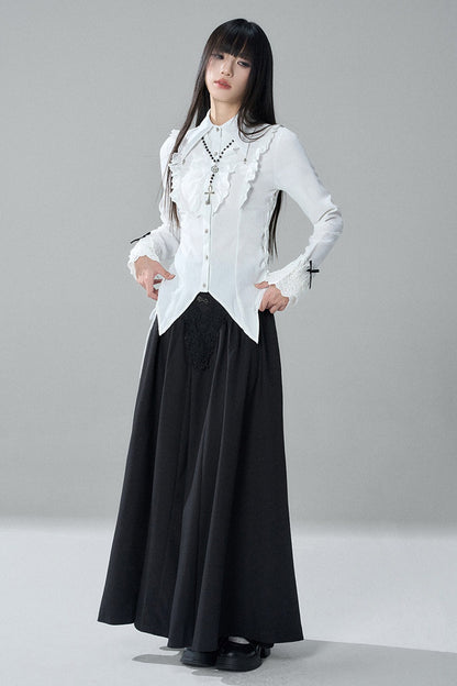 Gothic Black Skirt and White Shirt Set-Up