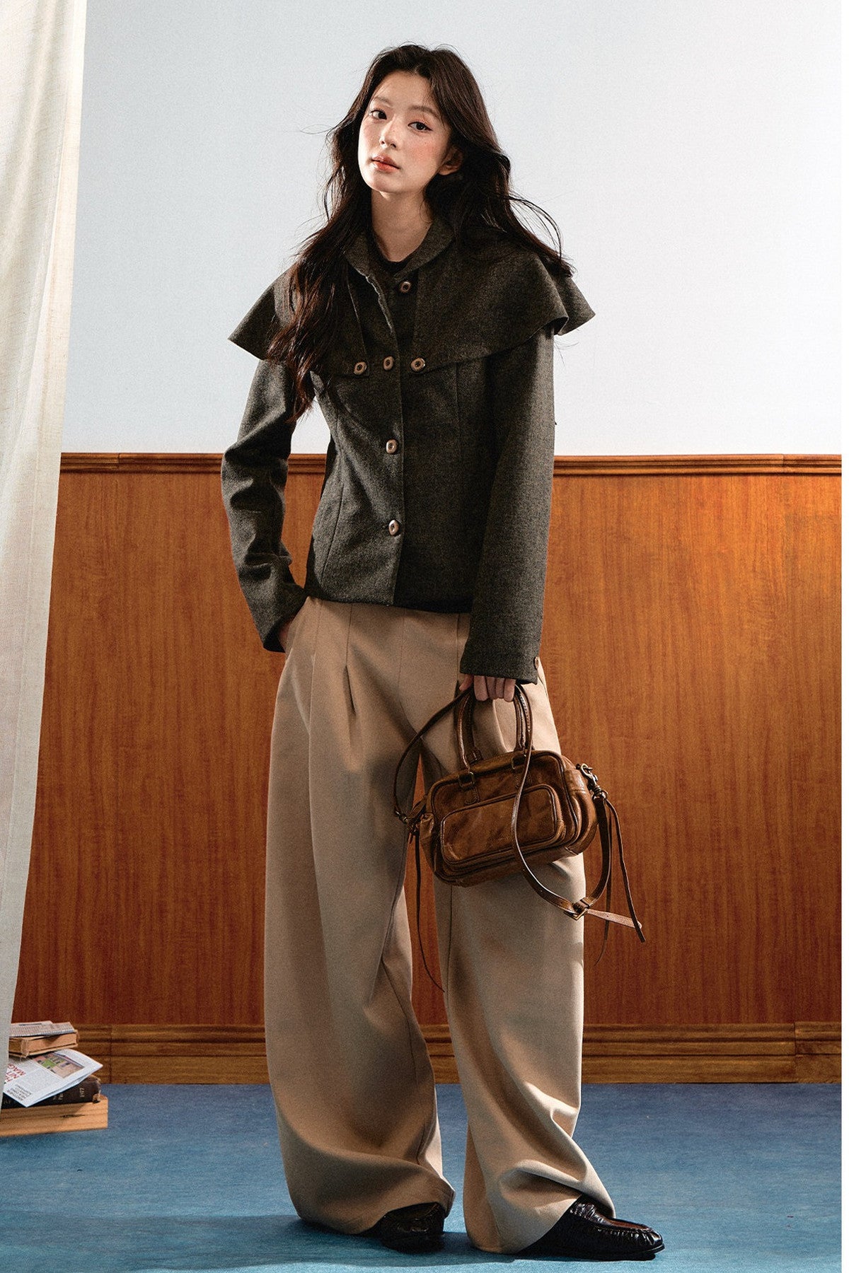 Detachable Cape Wool Coat