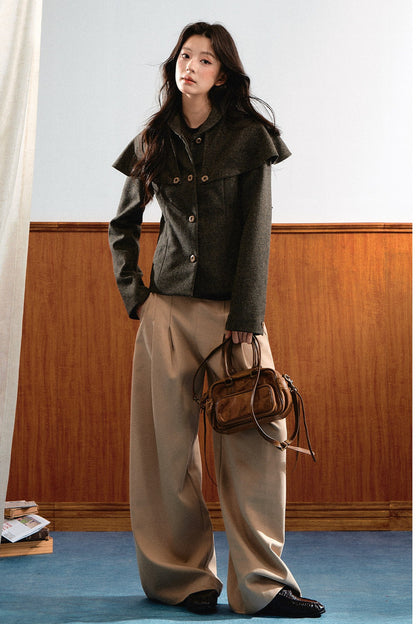 Detachable Cape Wool Coat