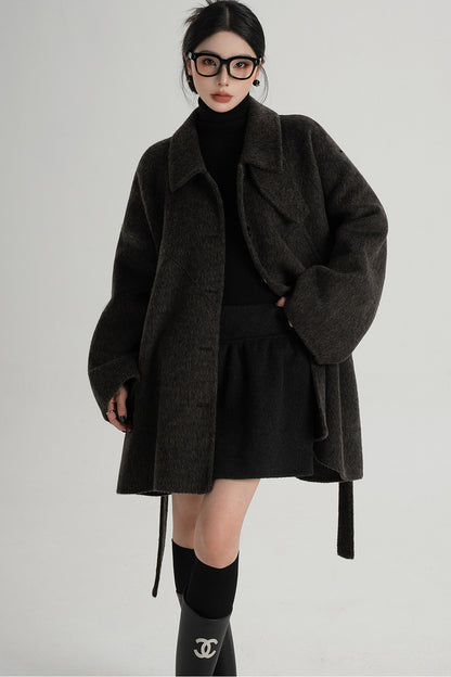 Mid-Length Armor Collar Wool Coat
