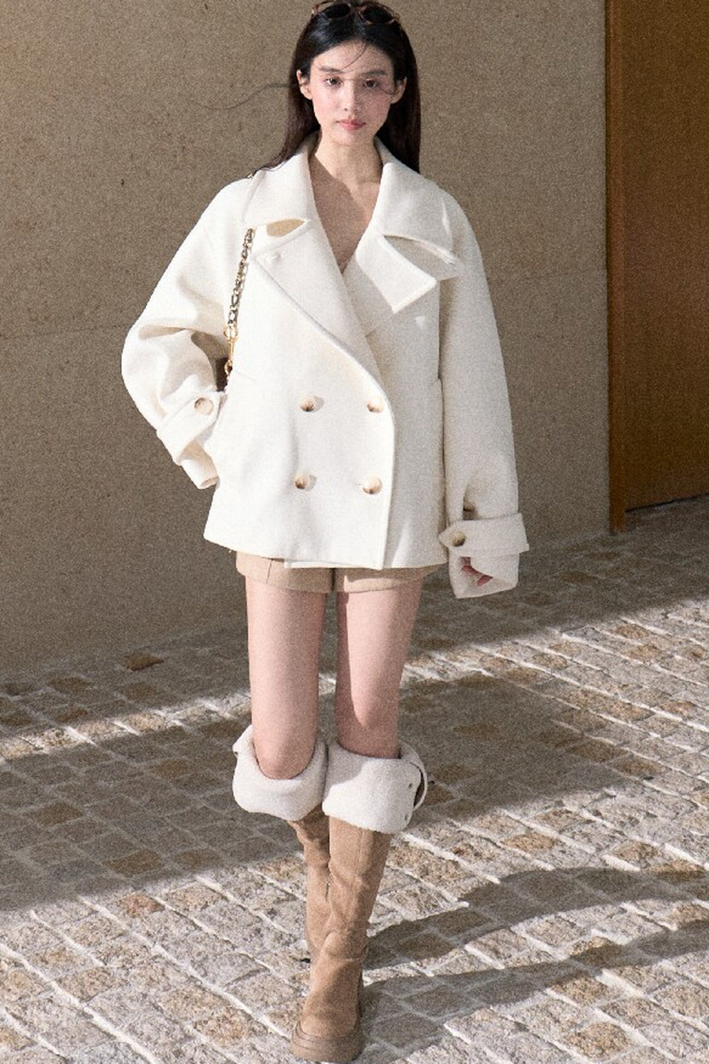 Two-Way Double-Breasted Wool Jacket