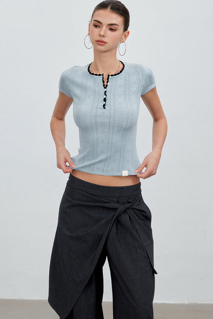 Heartbeat Ruffled Henley Top