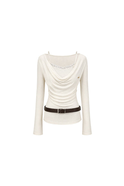 Swing Collar Long Sleeve Top and Skirt Set-Up