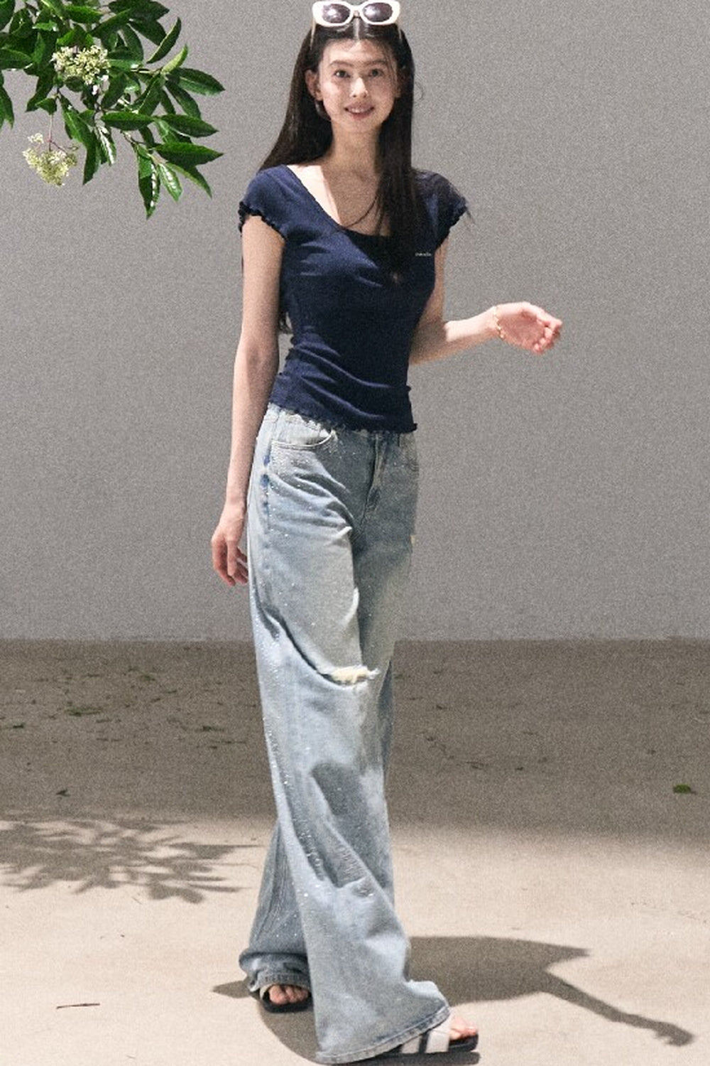 Lyocell Wool Embroidered Top