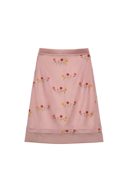 Floral Satin A-Line Skirt
