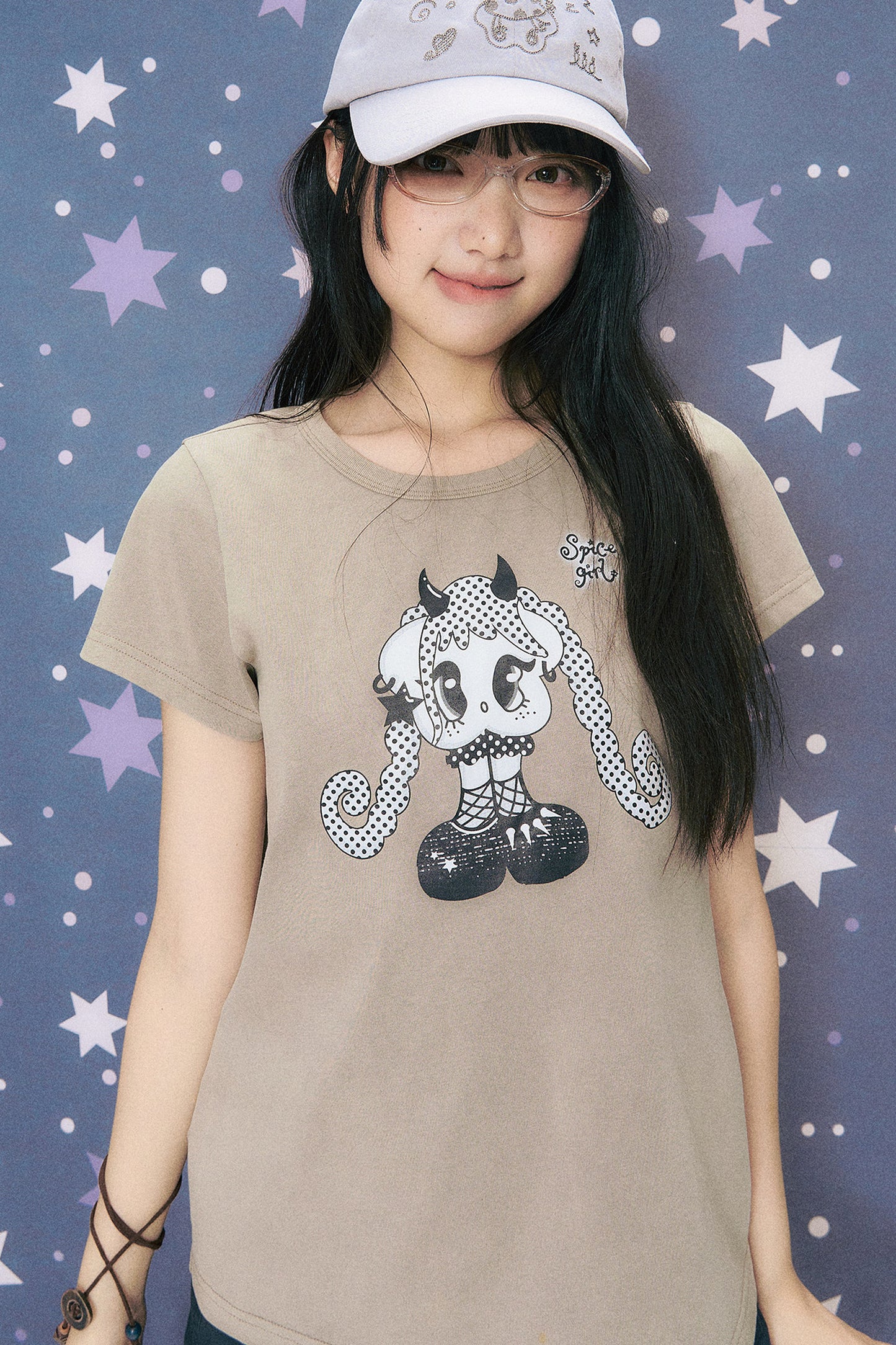 Spice Girl Washed Vintage Print Blouse