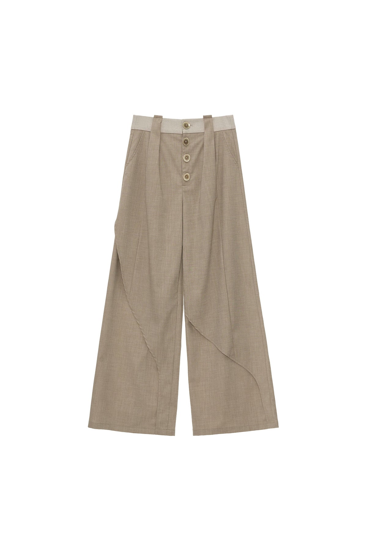 Linen Lyocell Spliced Waist Straight Pants