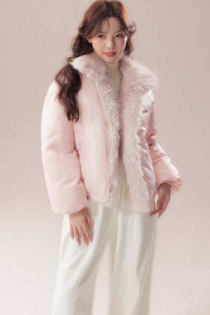 Patchwork Plush Down Jacket
