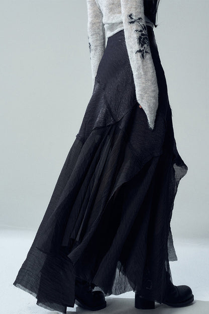 Black Asymmetrical Maxi Skirt