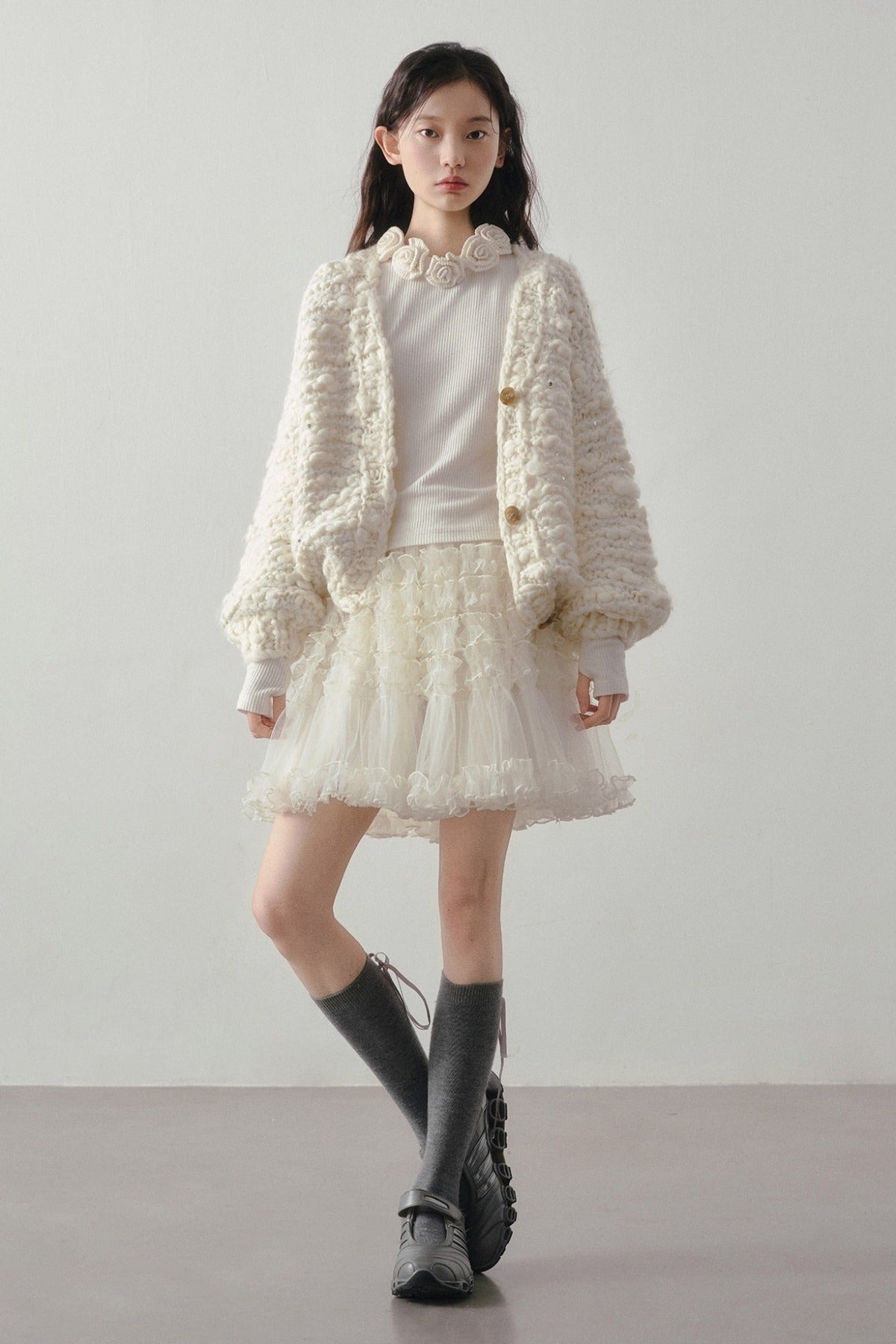 3D Floral Long Sleeve Knit Top