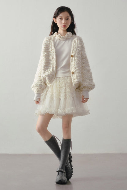 3D Floral Long Sleeve Knit Top