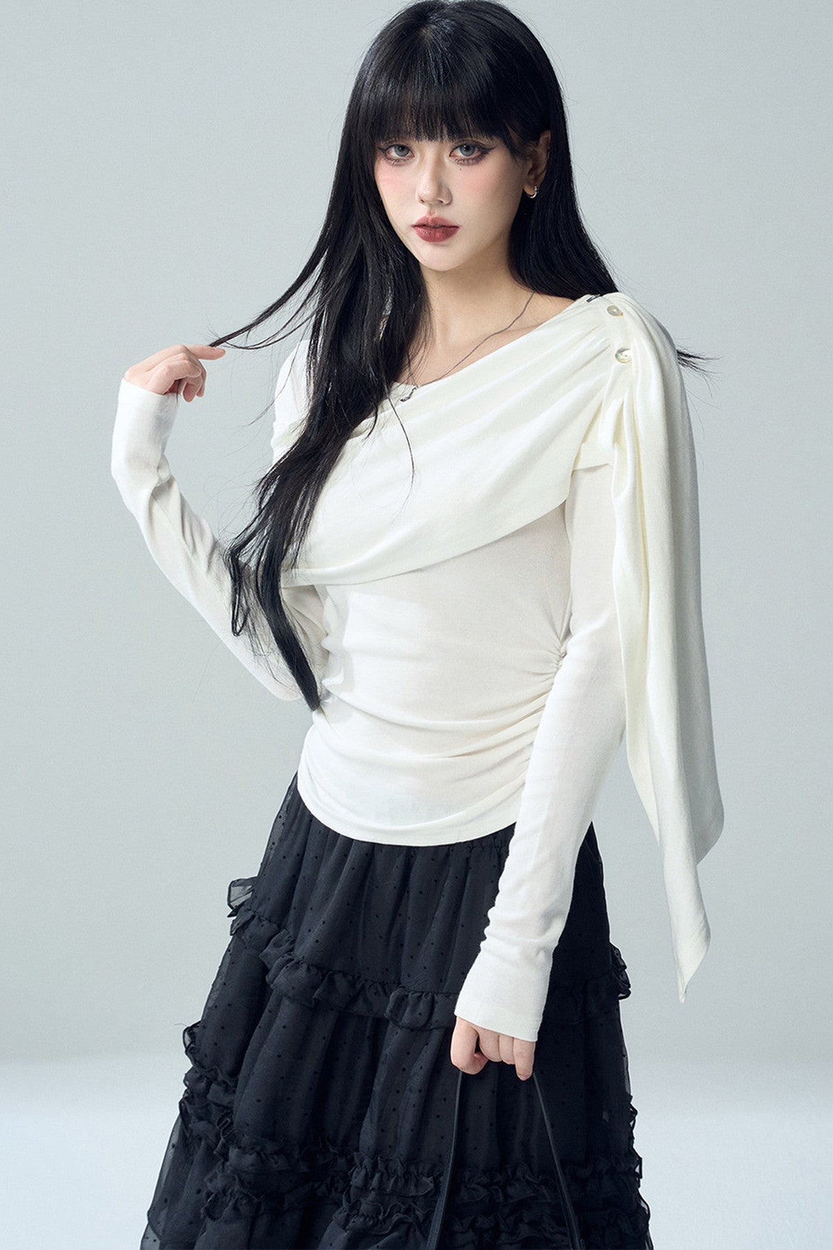 Long Sleeve Cape Shawl Top