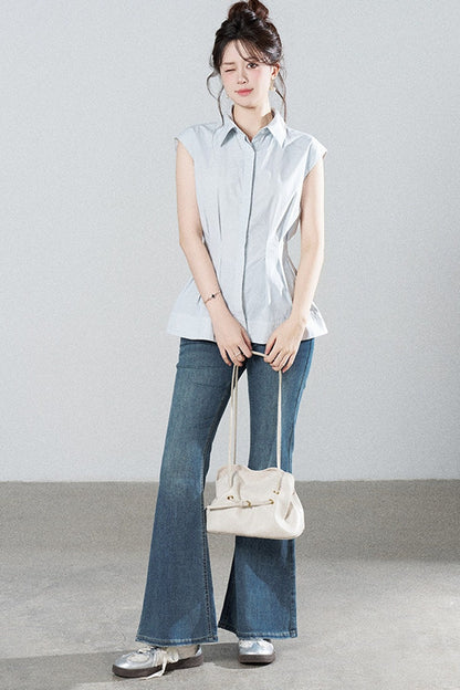 Pleated Shirt and Mini Skirt Set-Up