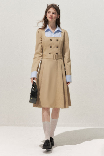 Retro Two-Piece Trench Dress