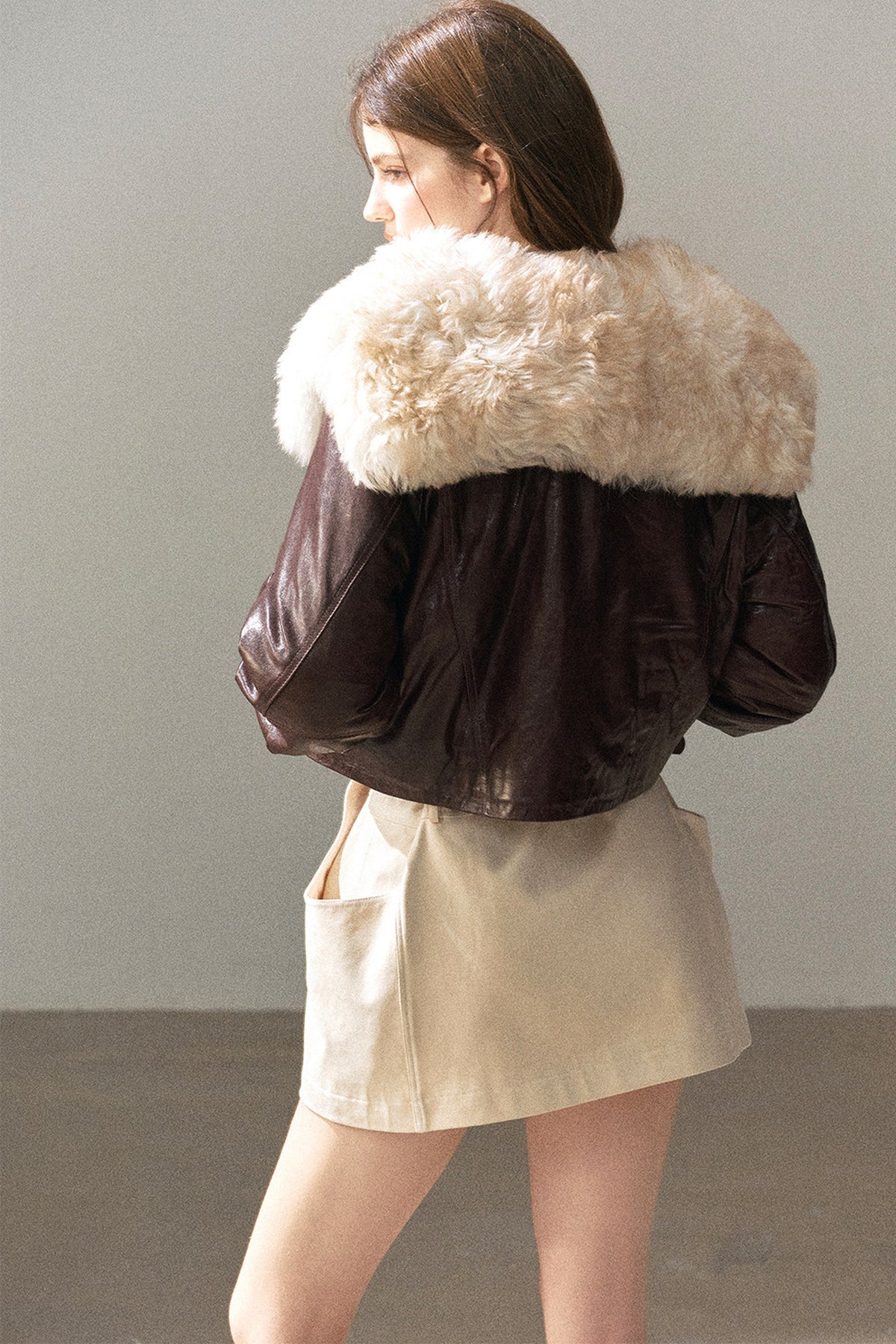 Lamb Fur Collar Sheepskin Jacket