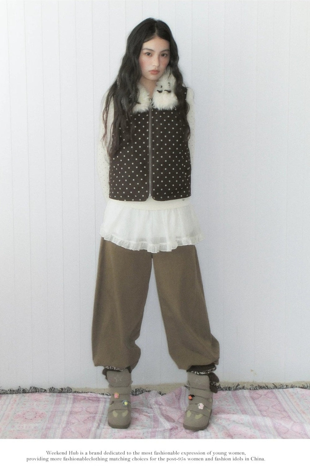 Conjunto reversible de chaleco sin mangas y pantalón de lunares