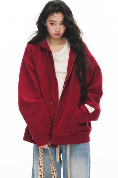 Loose Zip-Up Hoodie
