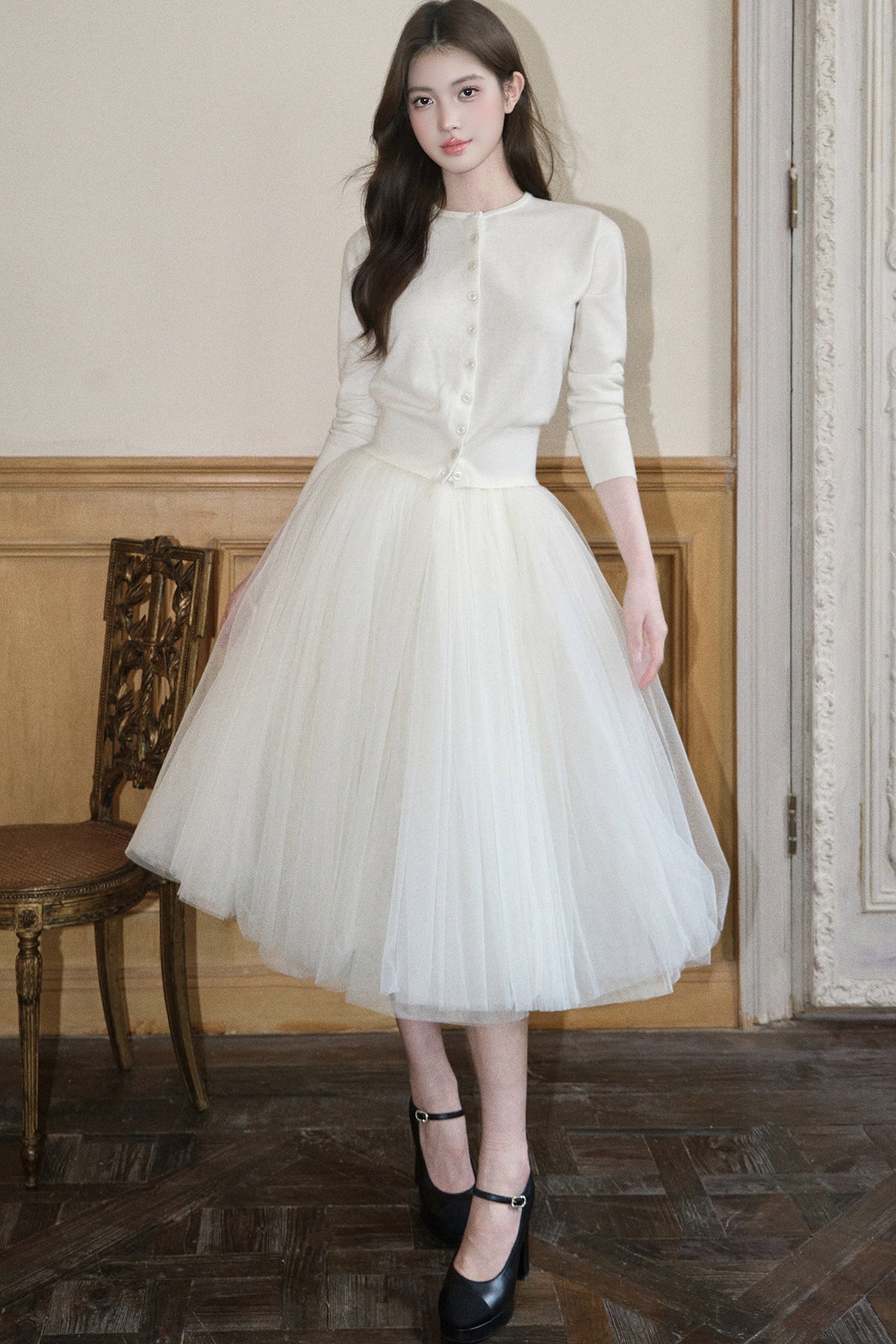 White Mesh Tutu Skirt