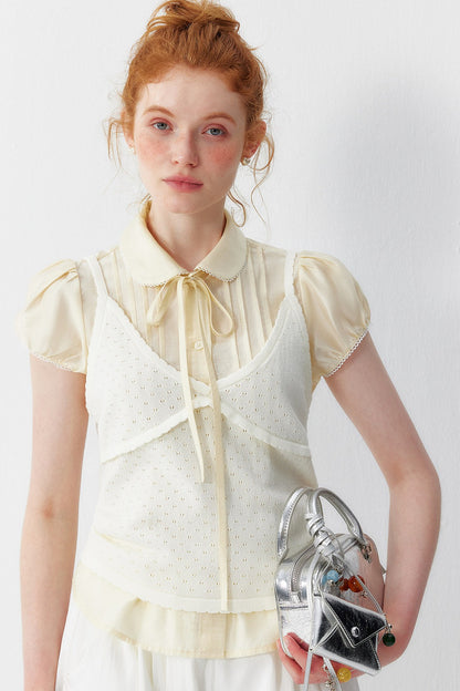 White Tencel Doll Collar Blouse