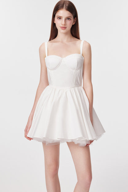 Vertical Cut Stand-Up Collar Slip Dress