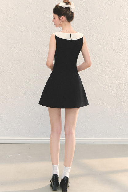 U-Neck Bow Collar Sleeveless Dress