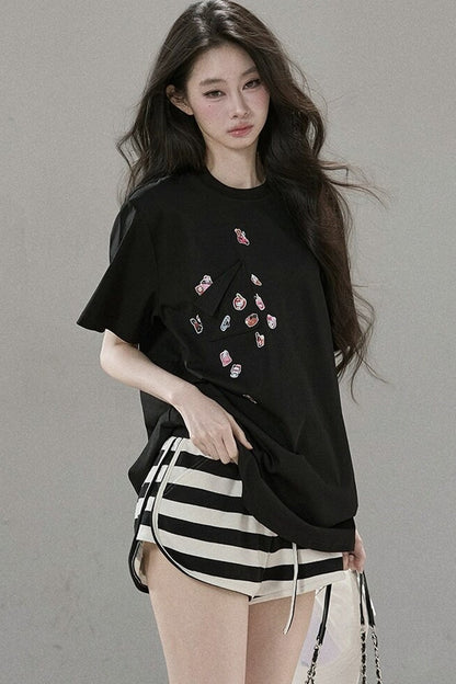 Meow-Chan Print Oversized Blouse