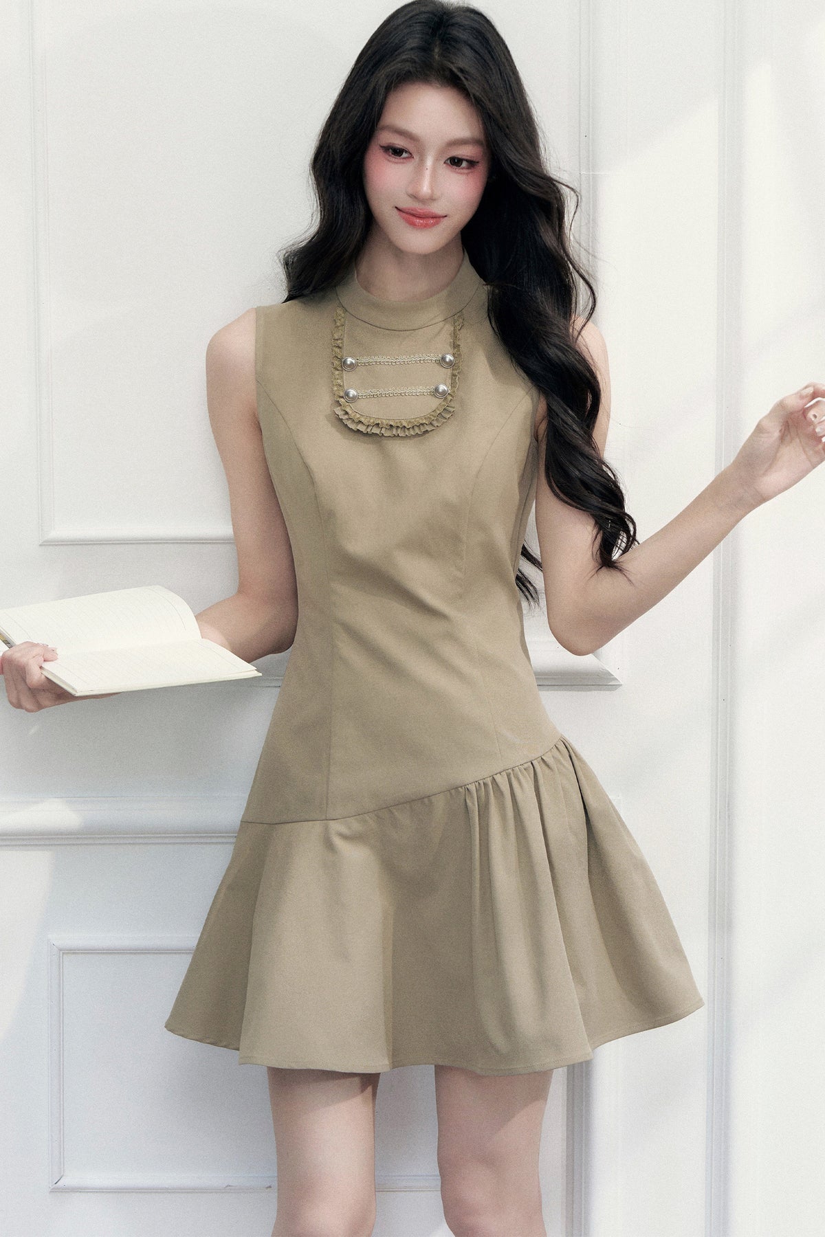 Retro Metal Double-Breasted Napoleon Jacket and Dress Set-Up
