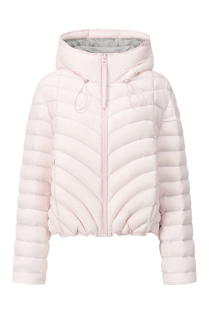 3D Quilted Drawstring Hooded Down Jacket